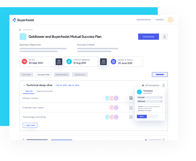 Mutual Success Plan Dashboard in Buyer enablement